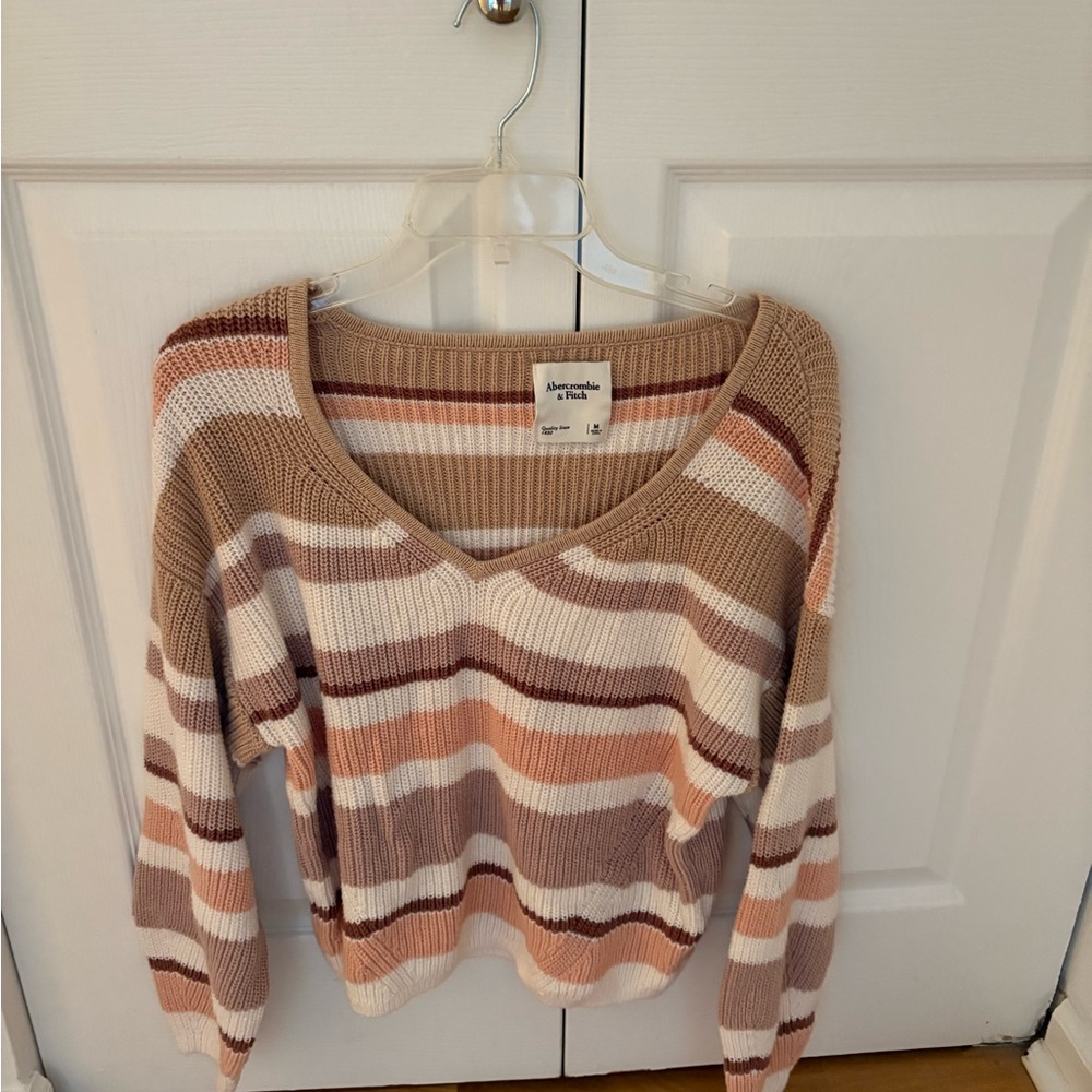 Abercrombie Women's Striped Sweater - Brown and Cream